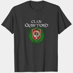 Crawford Surname Scottish Clan Tartan Crest Badge T-shirt 181